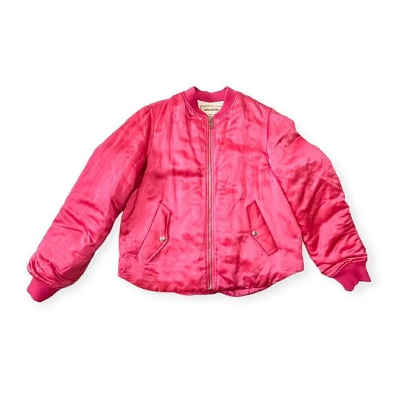 Zadig & Voltaire Ben Bomber Jacket, Pink, Fuchsia, Size M - Picture 6 of 16